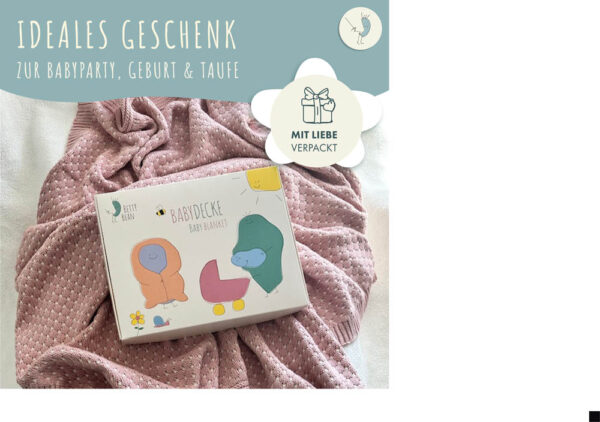 Babydecke aus 100% Baumwolle, rosa gestrickt, 80x100 cm, Öko-Tex Standard 100, weiche Kuscheldecke in Geschenkverpackung, Schmusedecke für Junge & Mädchen, Erstausstattung Baby, Geschenk zur Geburt – Bild 6
