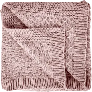 Babydecke aus 100% Baumwolle, rosa gestrickt, 80x100 cm, Öko-Tex Standard 100, weiche Kuscheldecke in Geschenkverpackung, Schmusedecke für Junge & Mädchen, Erstausstattung Baby, Geschenk zur Geburt