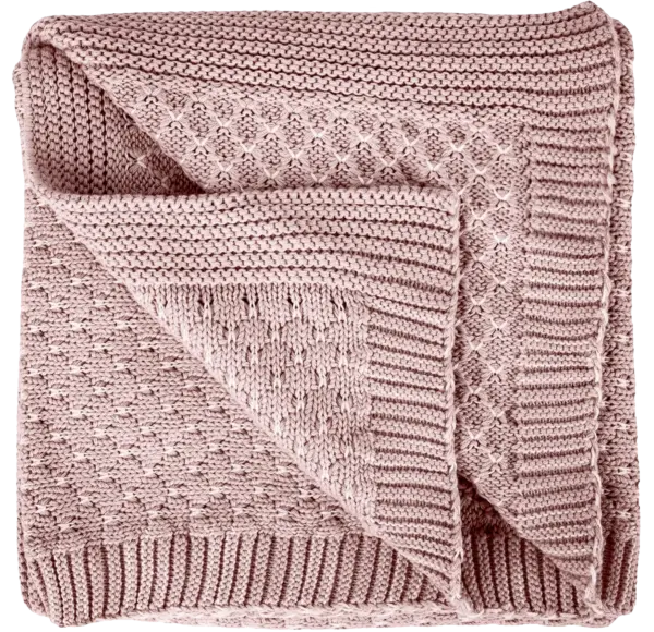 Babydecke aus 100% Baumwolle, rosa gestrickt, 80x100 cm, Öko-Tex Standard 100, weiche Kuscheldecke in Geschenkverpackung, Schmusedecke für Junge & Mädchen, Erstausstattung Baby, Geschenk zur Geburt